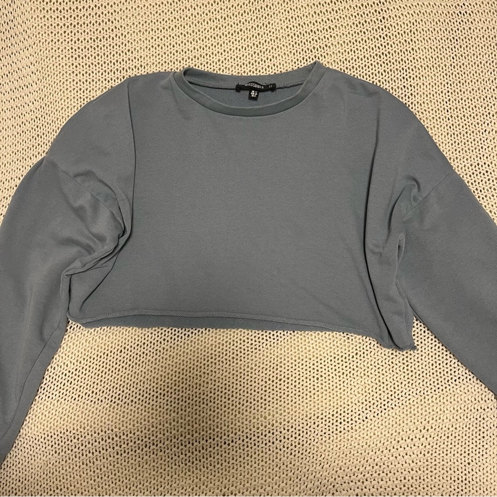 Missguided Cropped Blue Long Sleeve